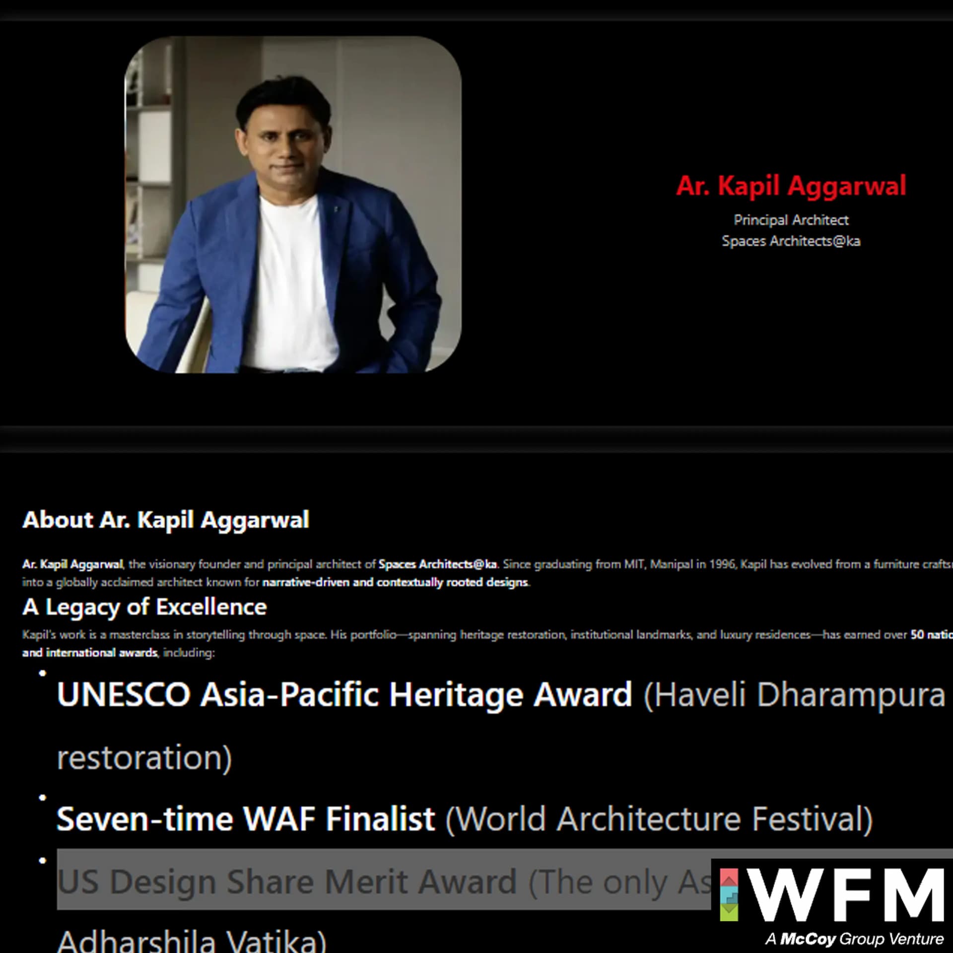 Article about the Architect